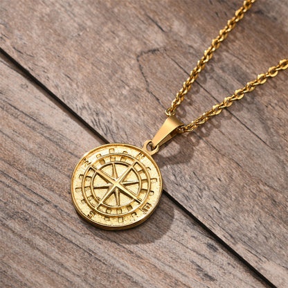 Compass Medallion on Curb – Gold / Silver